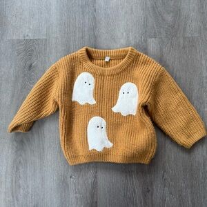 Mustard ghost baby Halloween Sweater with 9-12 months